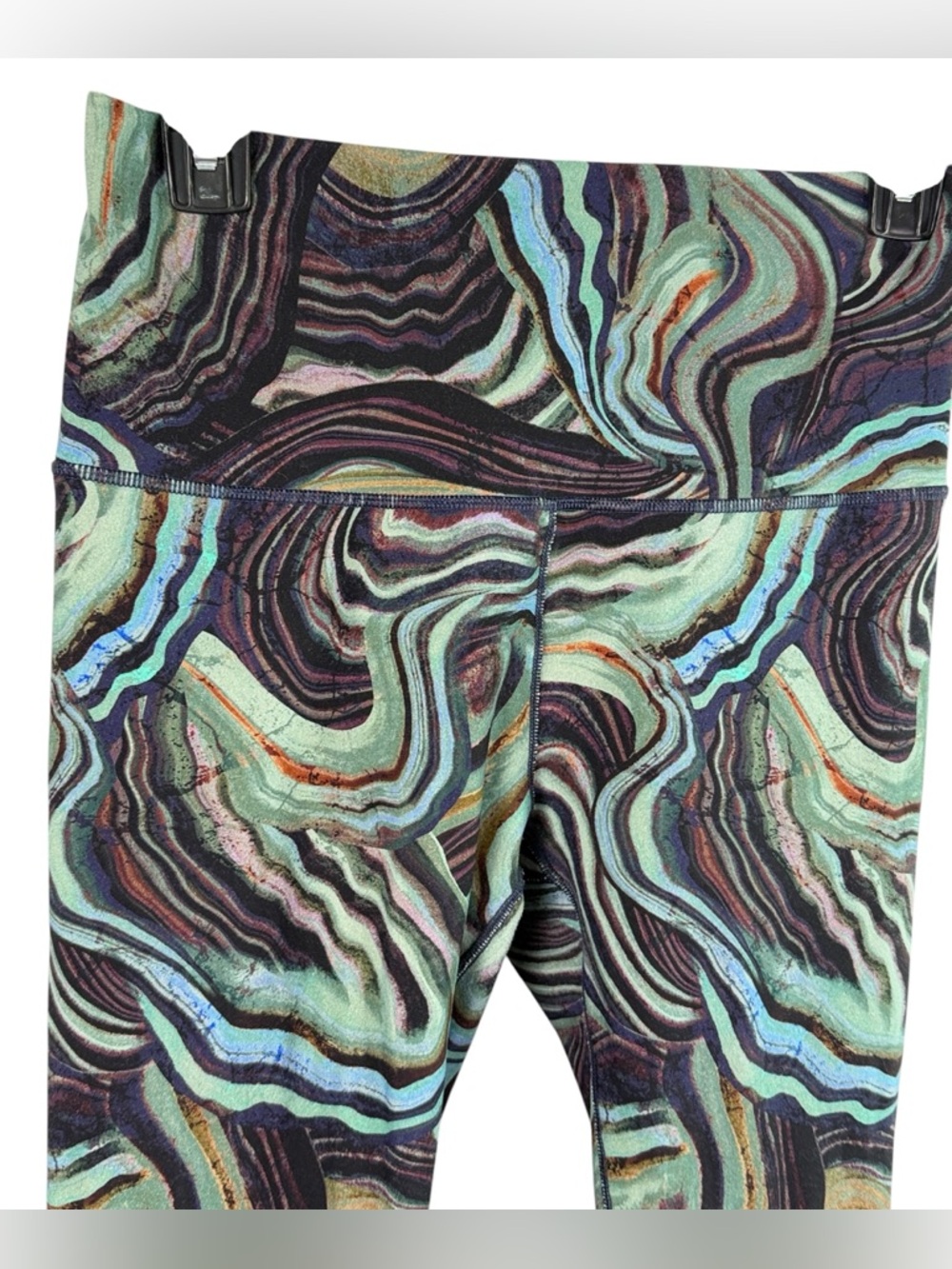 CALIA by Carrie Underwood High Rise Leggings Abstract Teal/Black Print, Size M - Picture 3 of 8